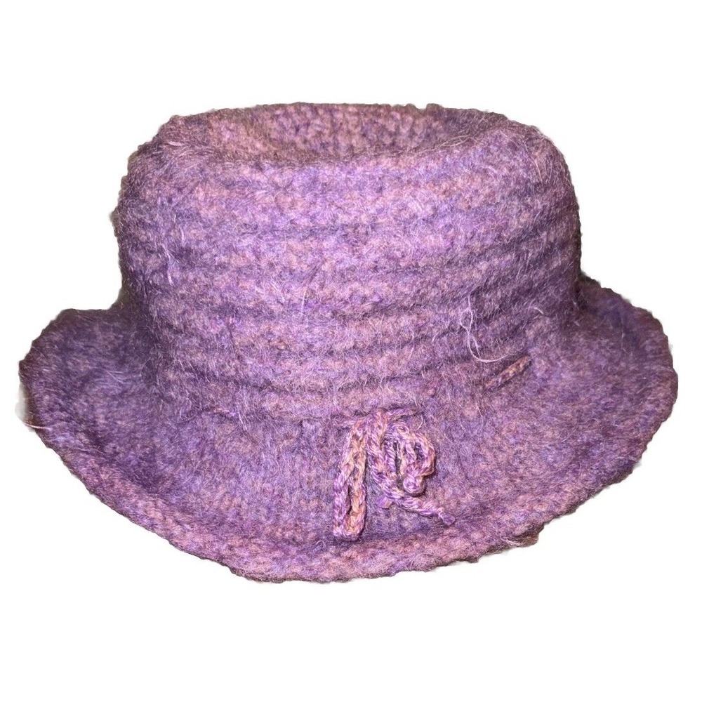Bucket Hat Wool Blend Hand Woven One Size Adult Lilac Purple Warm Soft Boho